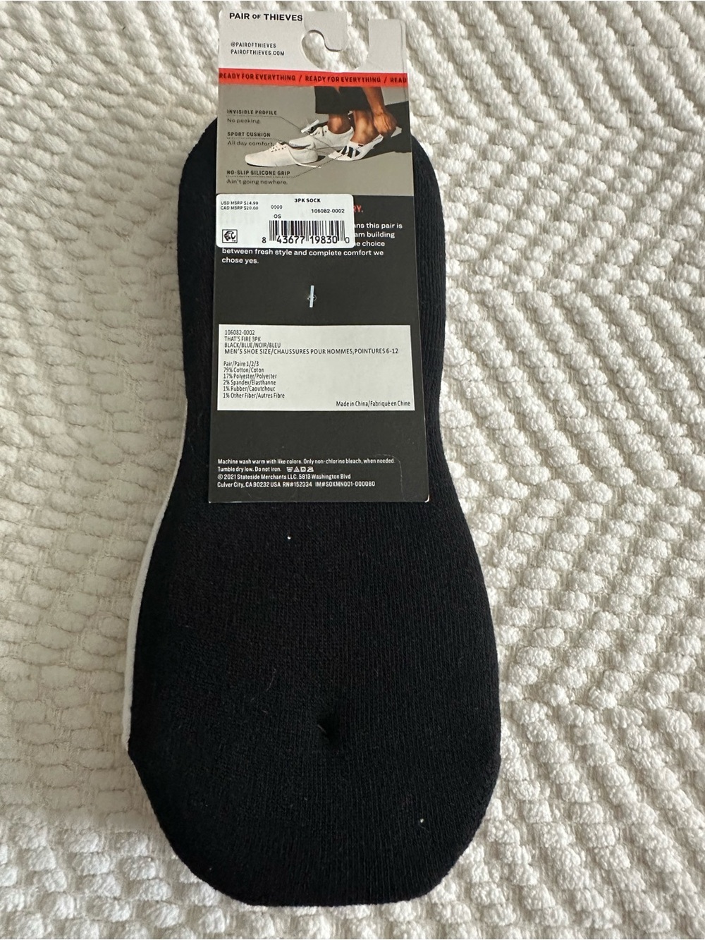 Pair of Thieves 3-Pack Men's Low-Cut No-Show Socks - 2 Black & 1 White